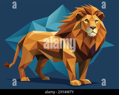 Niedriger Poly Art Lion Hintergrund - geometrisches und majestätisches Design für digitale und kreative Projekte Stock Vektor