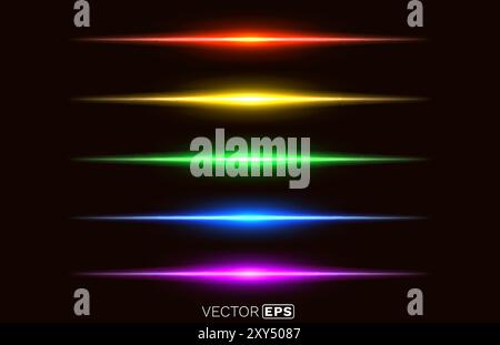 Laserstrahl auf schwarzem Hintergrund. Vektor Stock Vektor