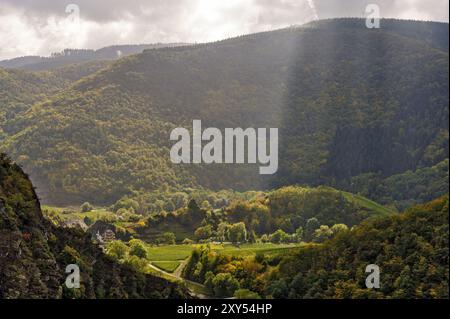 Das Ahrtal zwischen Mayschoss und Altenahr im Herbst Stockfoto