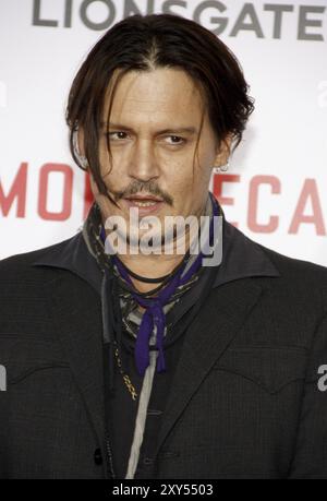 Johnny Depp bei der Los Angeles-Premiere von „Mortdecai“, die am 21. Januar 2015 im TCL Chinese Theatre in Hollywood stattfand. Kredit: Lumeimages.com Stockfoto