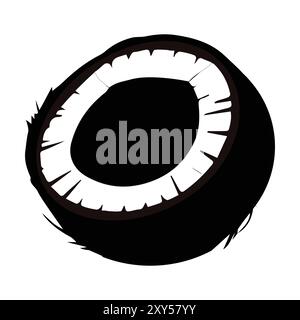 Kokosnussfrucht-Symbol editierbar, einzeln. Vektorillustration von Kokosnuss isoliert auf weißem Hintergrund. Malbuch für Kinder. Stock Vektor