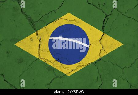 Brasilianische Flagge mit Textur auf einem Hintergrund Stockfoto