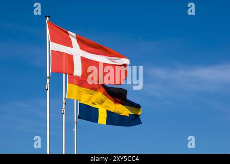 Flaggen von Dänemark, Deutschland und Schweden Stockfoto