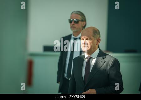 Berlin, Deutschland. August 2024. Bundeskanzler Olaf Scholz (SPD) erwartet den britischen Premierminister. Quelle: Kay Nietfeld/dpa/Alamy Live News Stockfoto