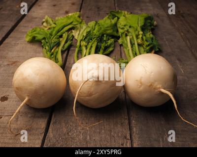 Kann Rübe auf einem rustikalen Holztisch mit Platz für text Stockfoto