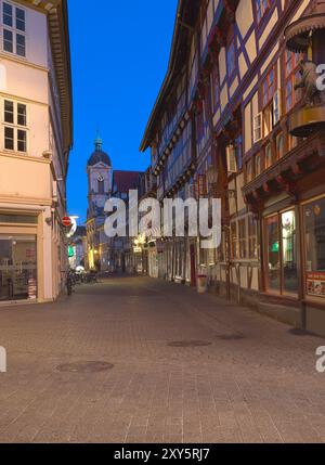 Göttinger Altstadt in der blauen Stunde, Niedersachsen, Deutschland, Europa Stockfoto
