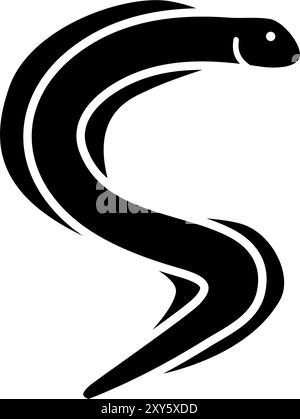 Stilisiertes Symbol des schwarzen Aals, perfekt für Logos und Meeresmotive. Stock Vektor