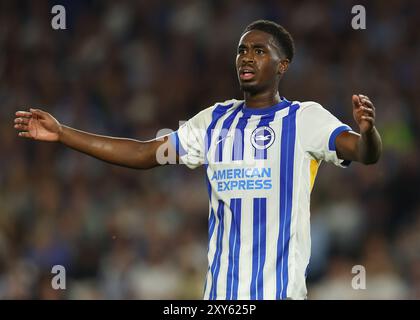 Brighton und Hove, Großbritannien. August 2024. Brightons Imari Samuels beim Carabao Cup Spiel im AMEX Stadium, Brighton und Hove. Der Bildnachweis sollte lauten: Paul Terry/Sportimage Credit: Sportimage Ltd/Alamy Live News Stockfoto