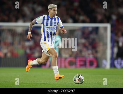 Brighton und Hove, Großbritannien. August 2024. Brightons Julio Enciso beim Carabao Cup Spiel im AMEX Stadium, Brighton und Hove. Der Bildnachweis sollte lauten: Paul Terry/Sportimage Credit: Sportimage Ltd/Alamy Live News Stockfoto