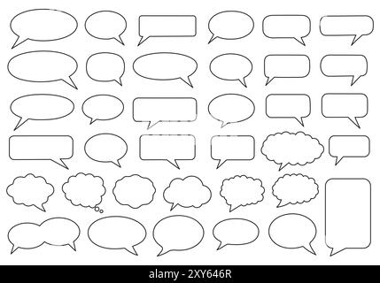 Skizzieren Sie Sprachblasen in verschiedenen Formen. Vektorabbildung Stock Vektor
