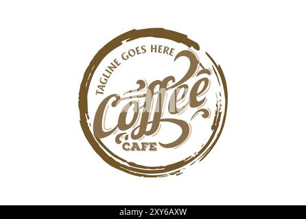 Retro Vintage Circular Kaffee Letter Typ Wort Schriftart Schriftbeschriftung Typografie Kalligraphie für Cafe Logo Design Stock Vektor