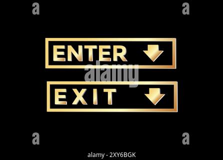 Goldenes Zeichen für Eingabe- und Exit-Symbol Markierung Illustrationsvektor Stock Vektor