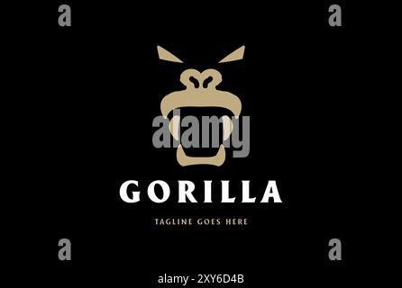 Einfacher Minimalistischer Angry Roaring Gorilla Monkey Ape Face Logo Design Vektor Stock Vektor