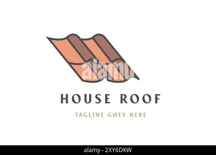 Einfaches minimalistisches braunes Dach-Ton-Dachziegel für Haus Bau Logo Design Vektor Stock Vektor
