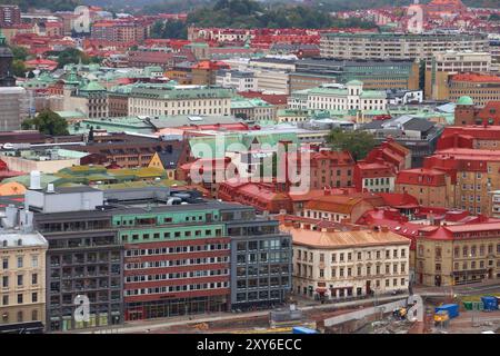 GÖTEBORG, SCHWEDEN - 27. AUGUST 2018: Luftaufnahme der Stadt Göteborg in Schweden mit Nordstaden. Stockfoto