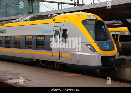 Göteborg, Schweden - 27. AUGUST 2018: Vasttagen Zug im Hauptbahnhof von Göteborg. Göteborg ist der 2 verkehrsreichsten Bahnhof in Schweden mit 27 Mil Stockfoto