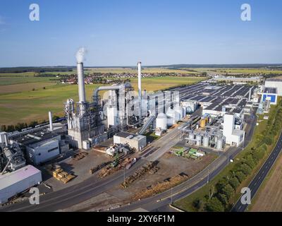 Kronospan ist der weltweit größte Hersteller von Spanplatten und gehört seit ihrer Gründung der Familie Kaindl, der KRONOSPAN GmbH Lampertswalde, Stockfoto