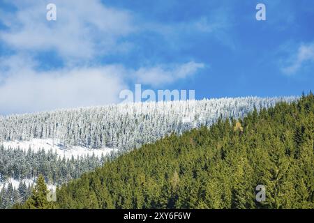 Winter in den Riesengebirgen in der Nähe von PEC Pod Snezkou, Tschechische Republik, Europa Stockfoto