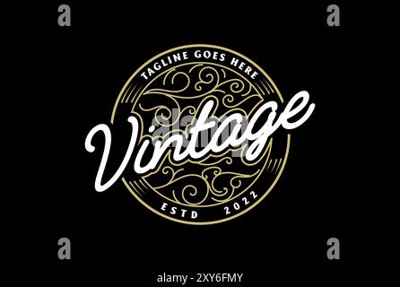 Runde Runde Vintage Retro Steampunk Abzeichen Emblem Label Stempel Logo Design Vektor Stock Vektor