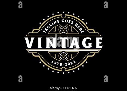 Runde Runde Vintage Retro Steampunk Abzeichen Emblem Label Stempel Logo Design Vektor Stock Vektor