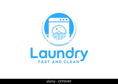 Designvorlage für Wäsche-Logos. Symbol für Waschmaschine für Business-Logo für Wäscheservice Stock Vektor