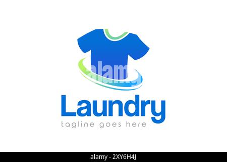 Designvorlage für Wäsche-Logos. Logo für schnellen und sauberen Wäschereiservice Stock Vektor