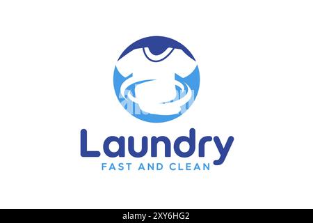 Designvorlage für Wäsche-Logos. Kreatives Logo für das Business-Logo für schnellen und sauberen Wäschereiservice Stock Vektor