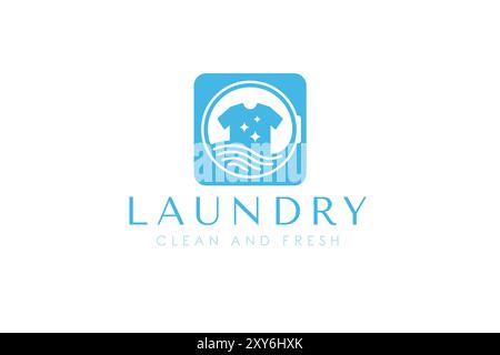 Designvorlage für kreative Wäsche-Logos. Logo-Konzept für Kleidung, Wasser und Waschmaschine Stock Vektor