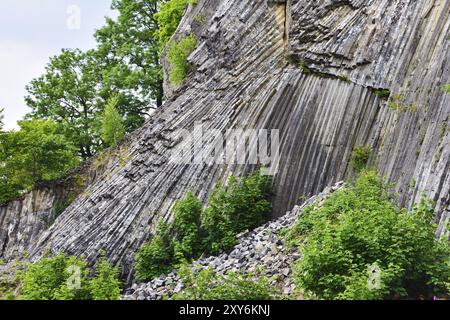 Basaltgestein. Detail, geologisch. Zlaty vrch. Der Goldberg in Nordböhmen Stockfoto