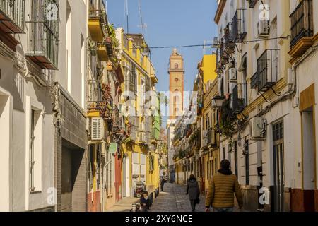 Charming Street, Pasaje Del Marques de Esquivel (Casco Antiguo), in Sevilla, Spanien, Europa Stockfoto