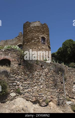 Chateau des Seigneurs de Fos, Burgruinen, in Privatbesitz, Bormes-les-Mimosas, Provence-Alpes-Cote d'Azur, Frankreich, Europa Stockfoto