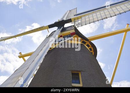 Zand, Niederlande. Mai 2023. Details einer original niederländischen Windmühle Stockfoto