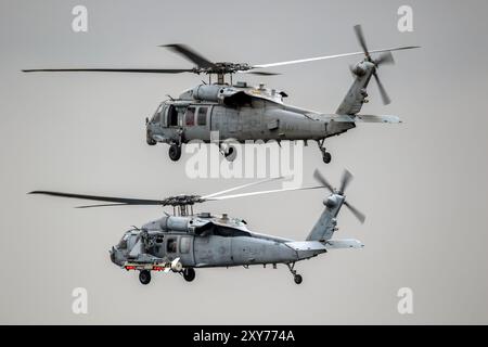 US Navy MH-60S Seahawks im Flug während NATO-Übung BALTOPS24. Jagel, Deutschland - 7. Juni 2024 Stockfoto