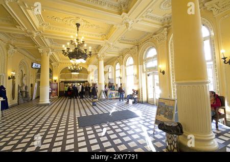 Details zur Eingangshalle des szechenyi-Kurorts in budapest, ungarn Stockfoto