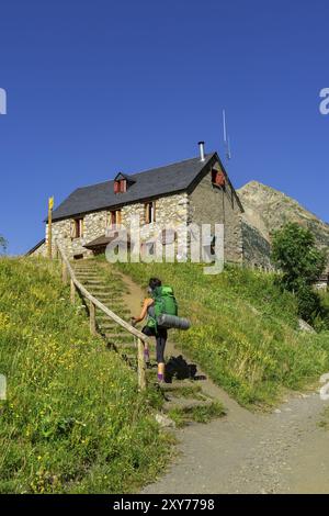 Refugio de Biados, Valle de Anes Cruces, parque Natural Posets-Maladeta, Huesca, cordillera de los Pirineos, Spanien, Europa Stockfoto