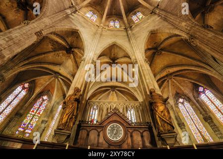 Coro y abside, iglesia gotica de Santa Eulalia, Siglos XIV-XIX, plaza de Santa Eularia, Mallorca, Islas Baleares, Espana Stockfoto