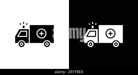 Ambulanzsymbol in Schwarz-weiß-Farbe. Einfacher flacher Vektor Stock Vektor