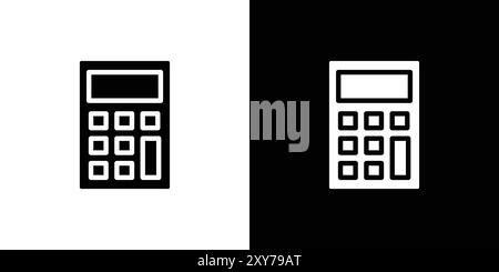 Taschenrechner-Symbol in Schwarz-weiß-Farbe. Einfacher flacher Vektor Stock Vektor