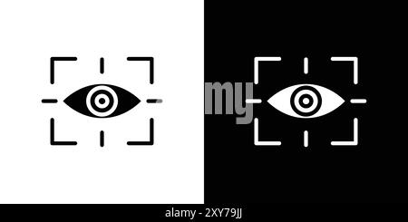 Augenscanner-Symbol in Schwarzweiß. Einfacher flacher Vektor Stock Vektor