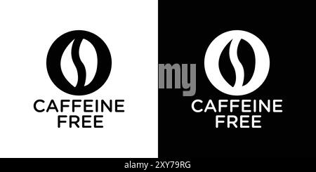 Koffeinfreies Symbol in Schwarz-weiß-Farbe. Einfacher flacher Vektor Stock Vektor