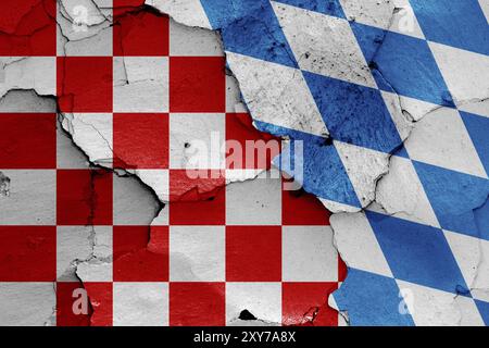 Darstellung der kroatischen Schachbrettfahne und der bayerischen Flagge Stockfoto