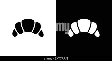 Croissant-Symbol in Schwarz-weiß-Farbe. Einfacher flacher Vektor Stock Vektor