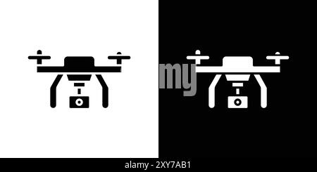 Symbol für Drohnentechnologie in Schwarz-weiß. Einfacher flacher Vektor Stock Vektor