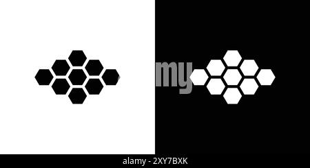 Bienenwabensymbol in Schwarz-weiß-Farbe. Einfacher flacher Vektor Stock Vektor