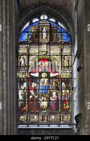 Gotische Nikolaikirche, Buntglasfenster, Gent, Flandern, Belgien, Europa Stockfoto