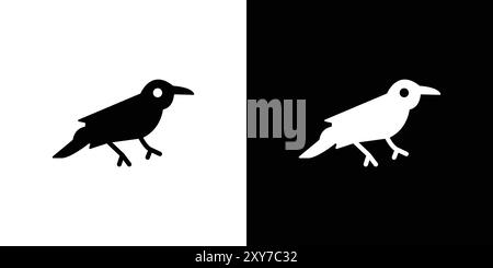 raven-Symbol in Schwarz-weiß-Farbe. Einfacher flacher Vektor Stock Vektor
