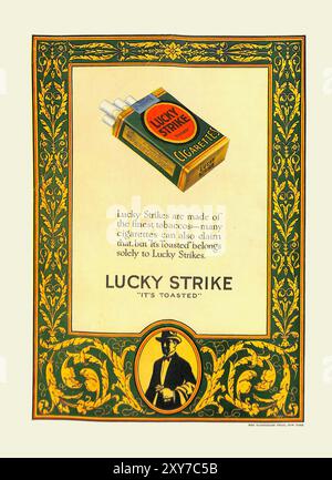 Vintage-Werbung für Lucky Strike Zigaretten, gedruckt in der Januar-Ausgabe 1925 des Elks Magazine Stockfoto