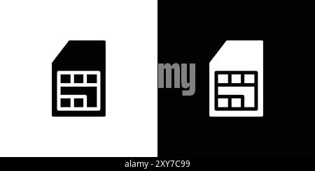 SIM-Kartensymbol in Schwarzweiß gesetzt. Einfacher flacher Vektor Stock Vektor