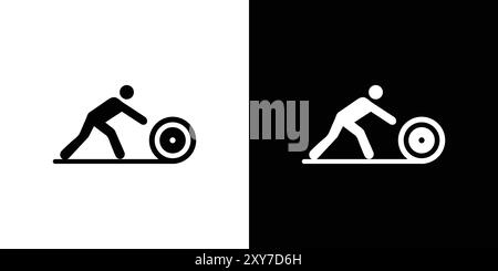 Man Rollteppich-Symbol in Schwarz-weiß-Farbe. Einfacher flacher Vektor Stock Vektor
