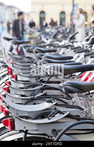 Fahrradverleih in München, Stadtzentrum Stockfoto